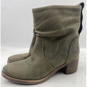 Bullboxer Boots Women's 7.5 Chelsea Olive Green Leather Pull On Booties